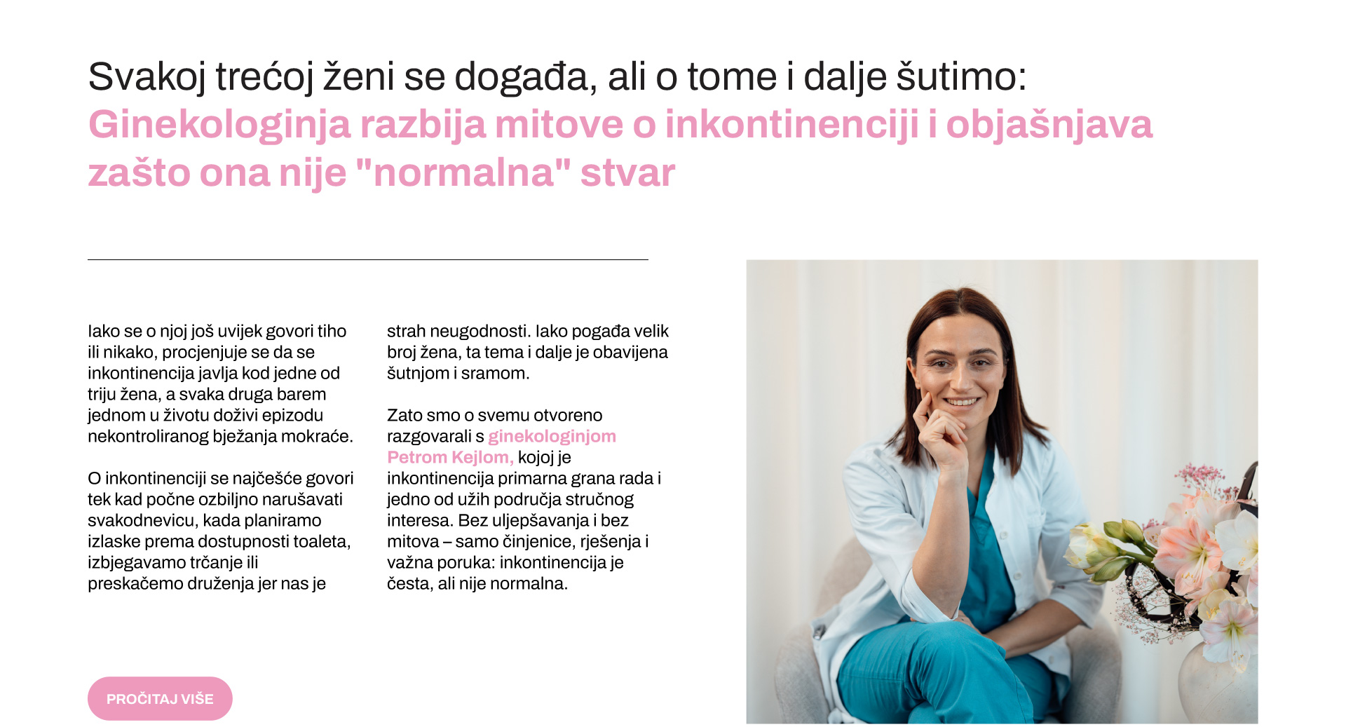 Svakoj trecoj zeni se dogadja ali o tome i dalje sutimo ginekologinja razbija mitove o inkontinenciji i objasnjava zasto ona nije normalna stvar